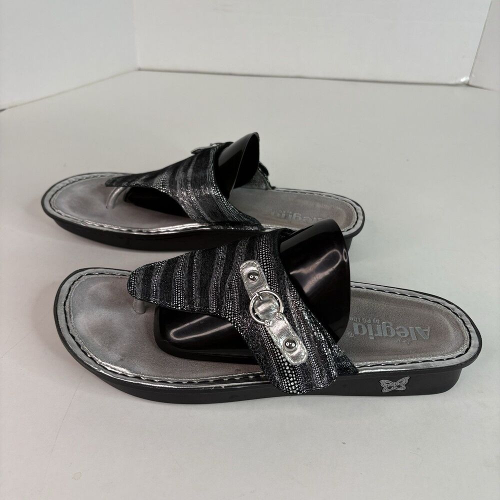 ALEGRIA Vanessa Gray / Silver Metallic EU 42 (US 10) Womens Sandals VAN-496 - Picture 4 of 10